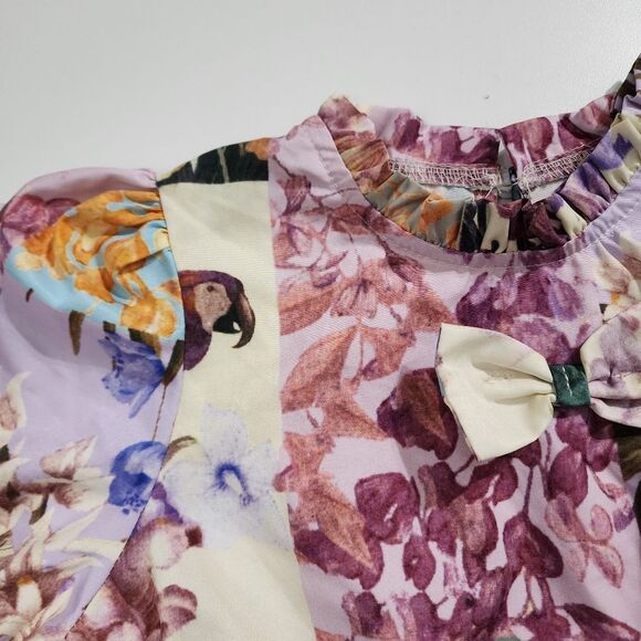 Girls Jungle Parrots Floral Colorful Polyester Lightweight Dress Size 6 - Picture 8 of 12